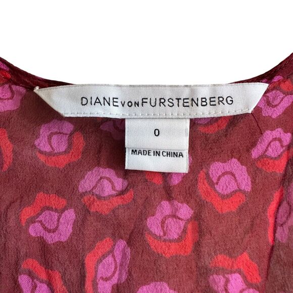 Diane Von Furstenberg ASO Zoey Dutch ALICIA Ballet Rose Garnet Wrap Dress Sz 0 - Picture 4 of 16